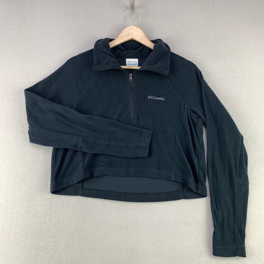 Columbia Glacial Cropped Fleece Womens XS Black 1/2 Zip Pullover Lightweight